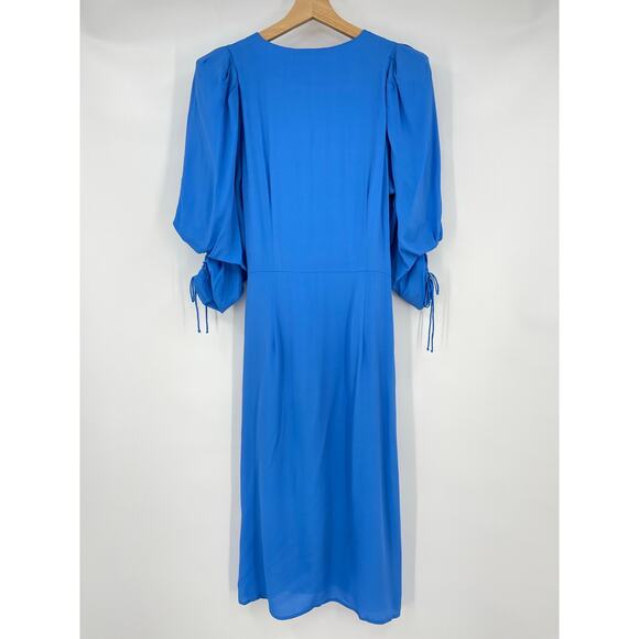 Magali Pascal | NWT Electric Blue Milena Dress Silk Blend Gathered Midi S - Picture 3 of 12
